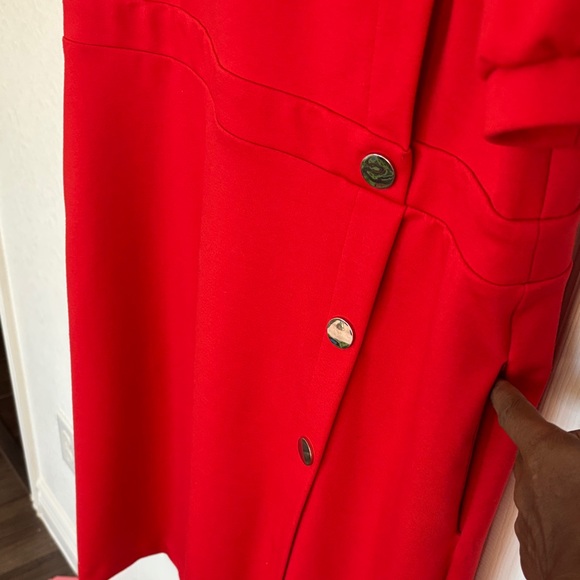 New York & Company Red Midi Dress with Silver Buttons - Picture 4 of 6